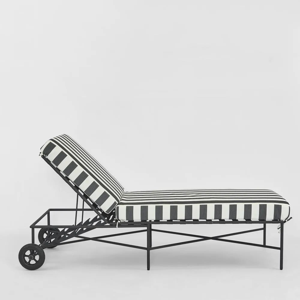 Sheffield Sunlounge Outdoor Bed Iron B/W Stripe Cushion PRE ORDER ETA 08/10/2025