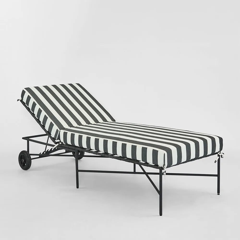 Sheffield Sunlounge Outdoor Bed Iron B/W Stripe Cushion PRE ORDER ETA 08/10/2025