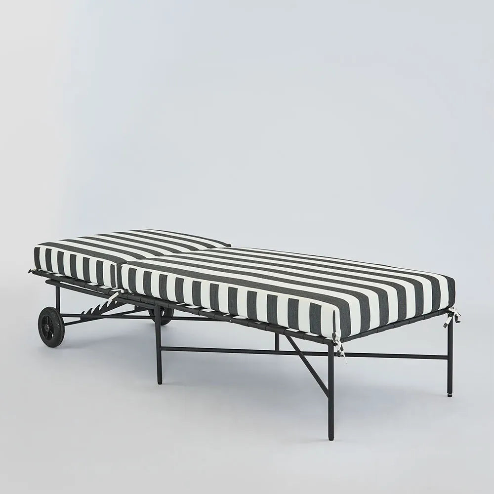 Sheffield Sunlounge Outdoor Bed Iron B/W Stripe Cushion PRE ORDER ETA 08/10/2025