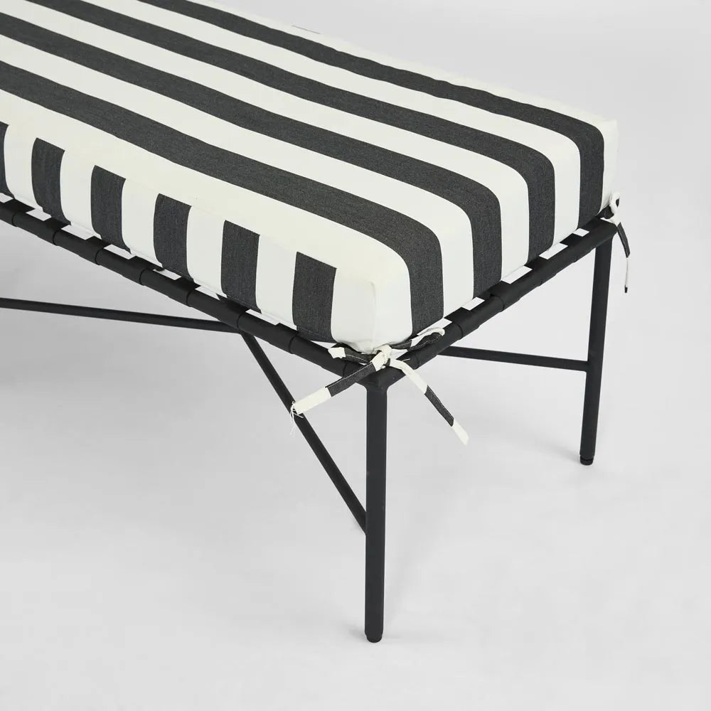 Sheffield Bench Outdoor Iron B/W Stripe Cushion PRE ORDER ETA 08/10/2025