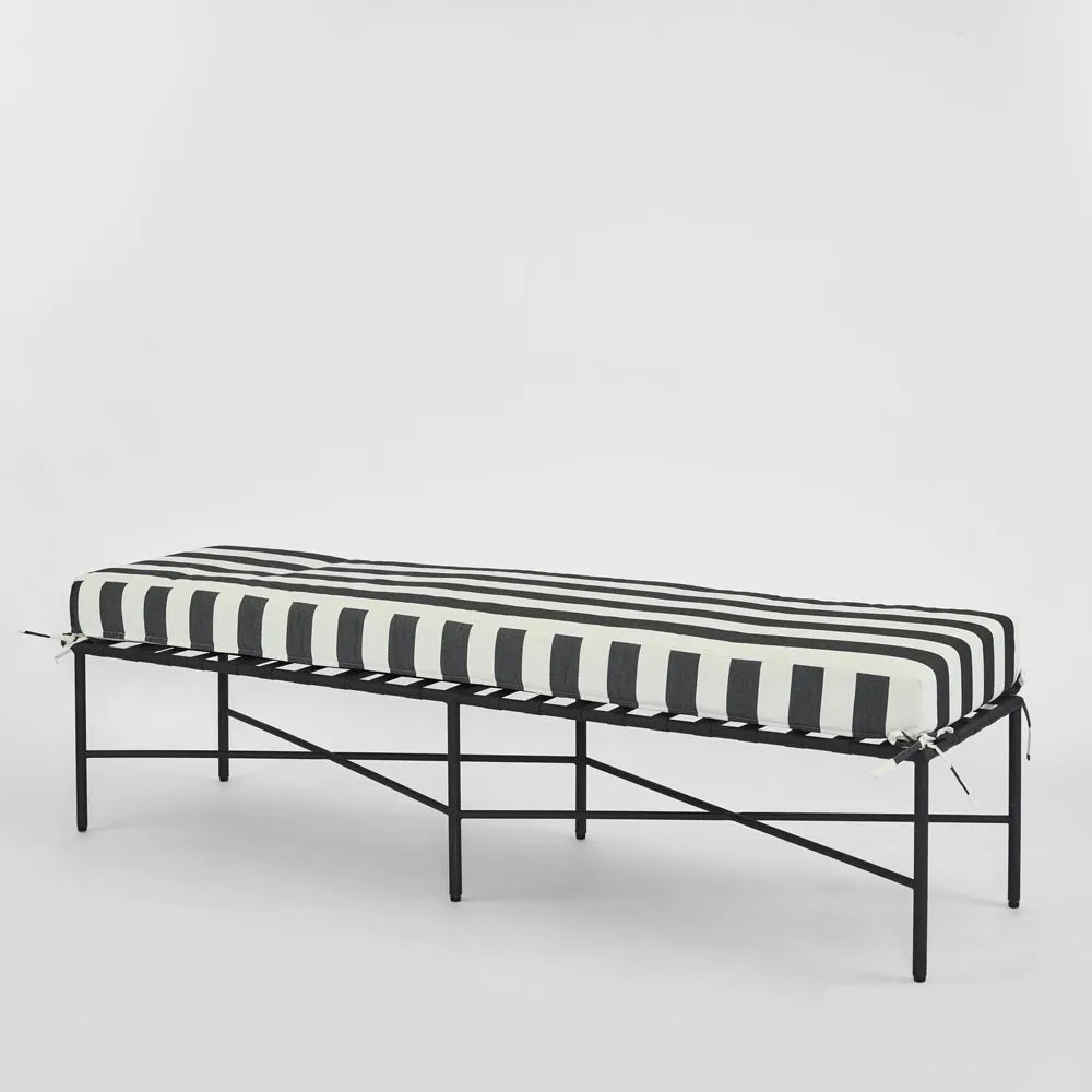 Sheffield Bench Outdoor Iron B/W Stripe Cushion PRE ORDER ETA 08/10/2025