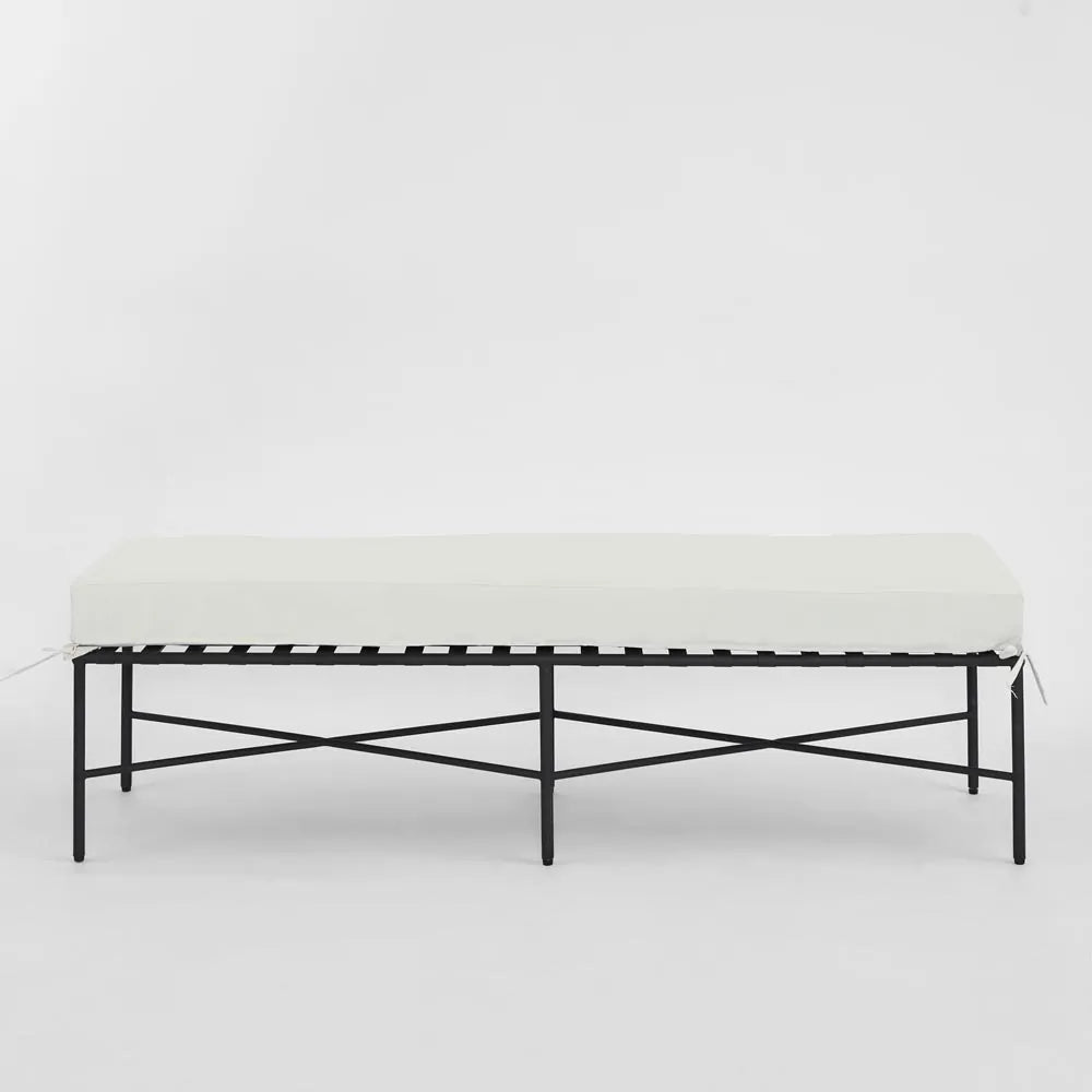 Sheffield Bench Outdoor Iron White Cushion PRE ORDER ETA 08/10/2025