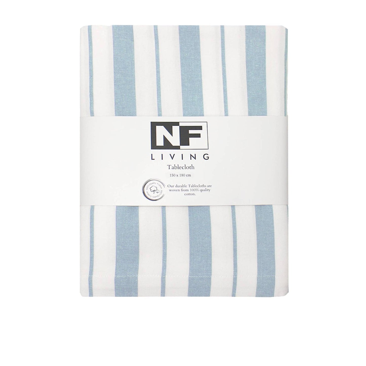 Blue French Striped Cotton Tablecloth 150cmx150cm