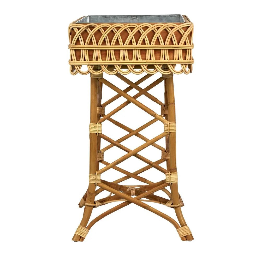 Rattan & Galvanised Iron Potting Table