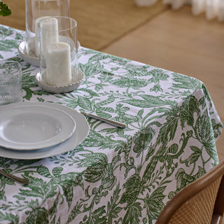 Handblock Print Samara Green Tablecloth 150x230cm