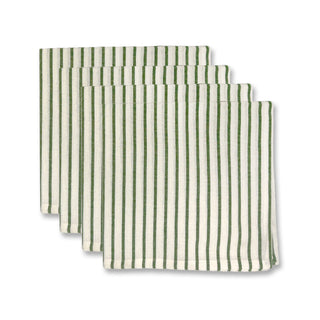 Set/4Samara Green Stripe Cotton Napkins