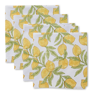Set/4 Lemon Block Print Cotton Napkins
