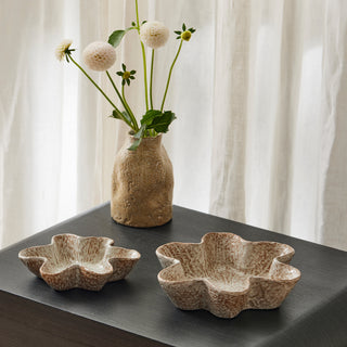 Set/2 Dana Natural Glazed Wavy Ceramic Dishes