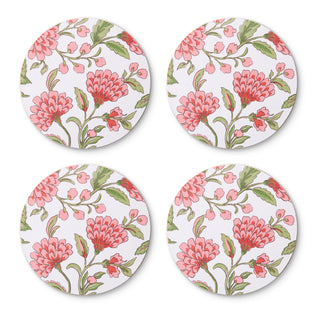 Set of 4 Georgia Pink Round Hard Coasters