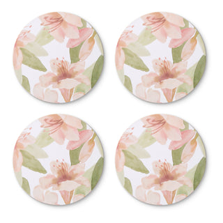 Set of 4 Rhododendron Round Hard Coasters