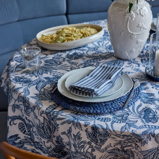 Handblock Print Samara Dark Blue Tablecloth 150x230cm
