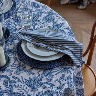 Set/4 Samara Stripe Dark Blue Cotton Napkin