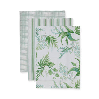 Fern Green/Blue Teatowel Pack 3