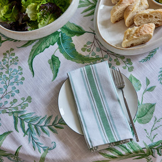 Fern Green/Blue Stripe Cotton Napkin Set 4