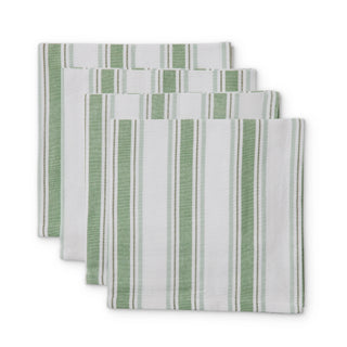 Fern Green/Blue Stripe Cotton Napkin Set 4