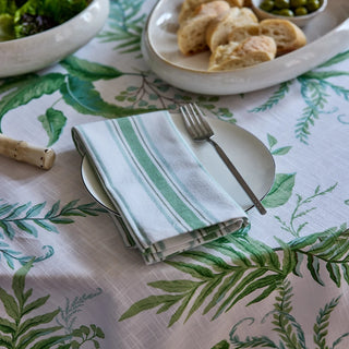 Fern Green/Blue Stripe Cotton Napkin Set 4
