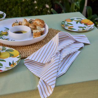 Set/4 Small Stripe Toffee Cotton Napkins