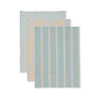 Pack of 3 Woven Blue/Toffee Teatowel