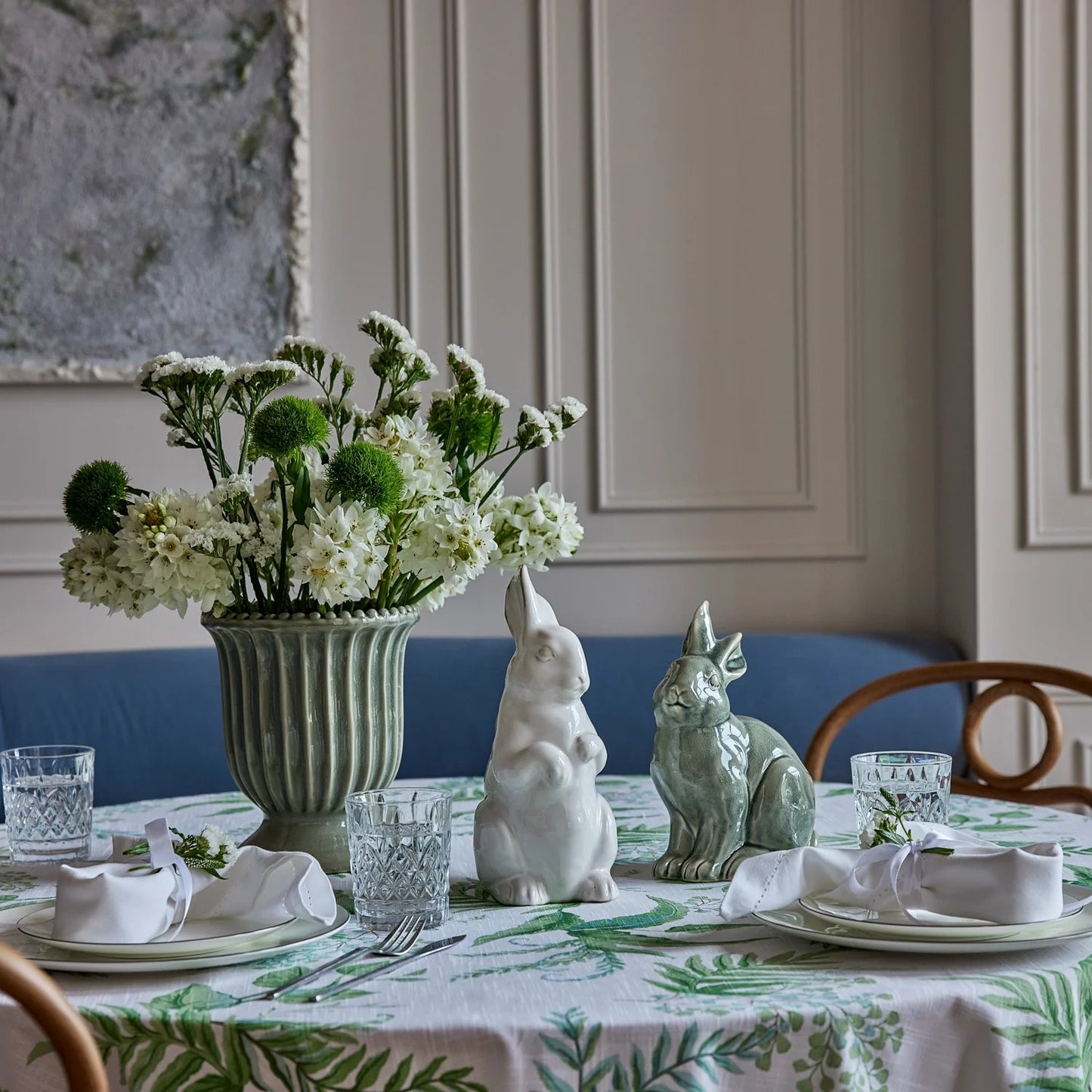 Bunny Sage Green Standing Ceramic Figurine Decor 2X12X27CM