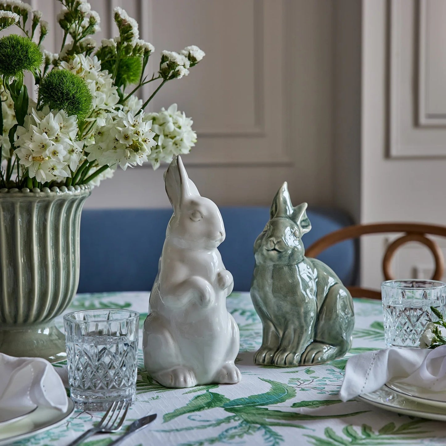 Bunny Sage Green Standing Ceramic Figurine Decor 2X12X27CM