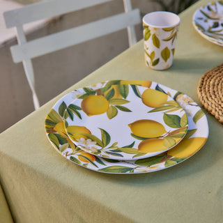 Set/4 Melamine Citrus Grove Lemon Melamine Large Plates 26cm