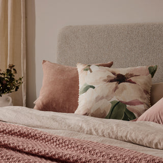 Hand Painted Magnolia Cushion Linen Blend 50cm x 50cm