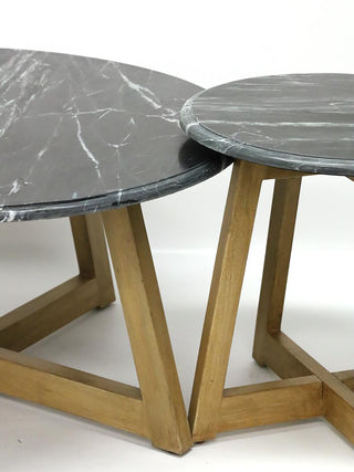 Balzac Marble And Wood Side Table Black