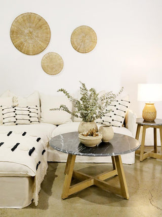 Balzac Marble And Wood Side Table Black