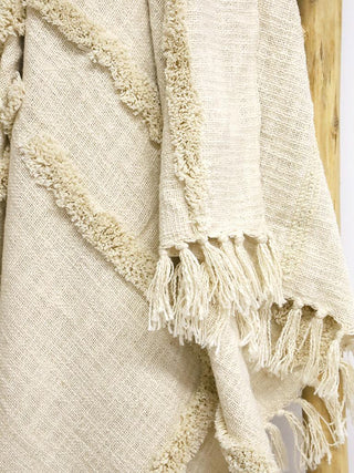 Caliente Throw Blanket with embroidery natural