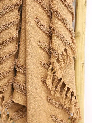 Luxurious Byblos throw blanket with embroidery in terracotta pink