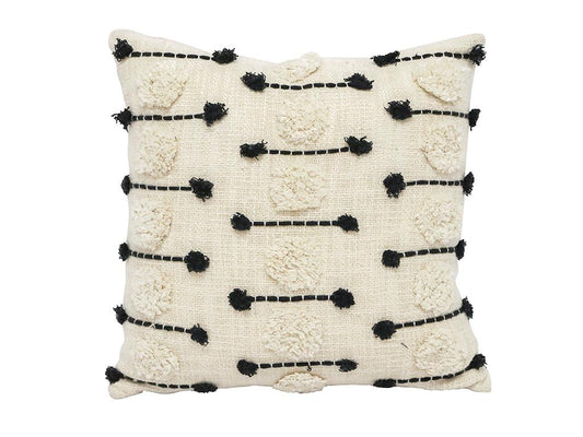 Casabianca  Square cushion with embroidery natural & black