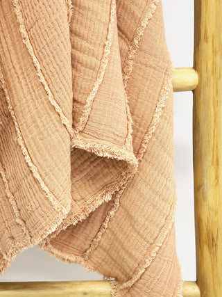 Luxurious Coogee Cotton Throw Blanket Dusty Pink