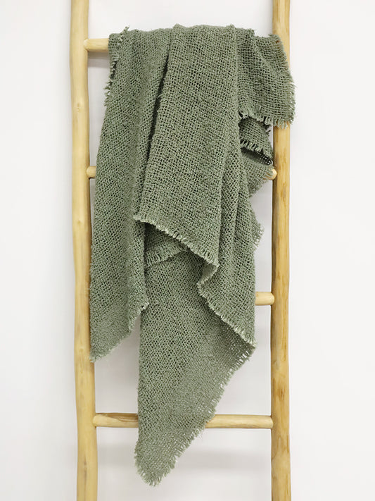 Luxurious Sage Cove vintage cotton throw blanket