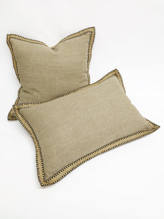 Natural Rectangular Artisan Linen & Jute Cushion With Microfiber Fill 60x40CM