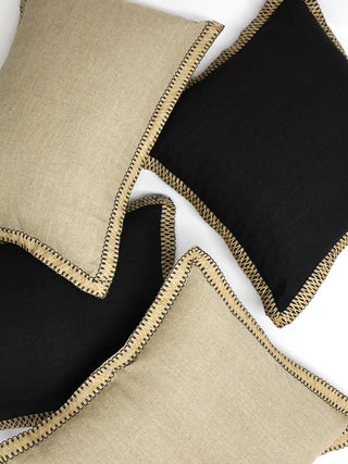 Natural Rectangular Artisan Linen & Jute Cushion With Microfiber Fill 60x40CM