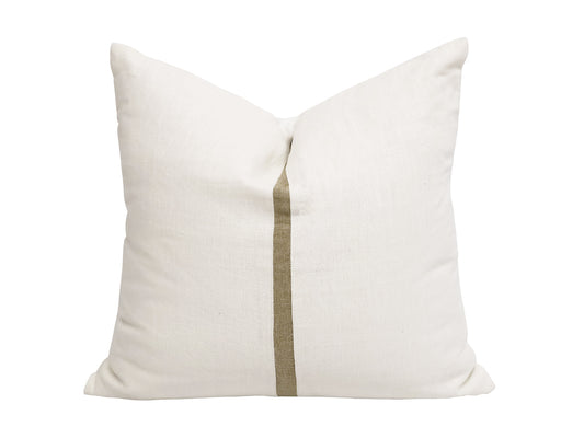 Square Artisian linen cushion w gold braid 55X55CM