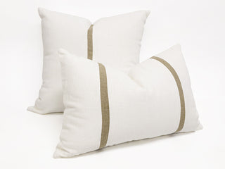 Rectangular Artisian Linen Cushion With Gold Braid 60X40CM