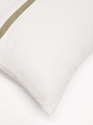 Rectangular Artisian Linen Cushion With Gold Braid 60X40CM