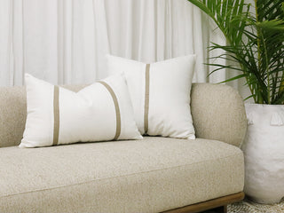 Rectangular Artisian Linen Cushion With Gold Braid 60X40CM