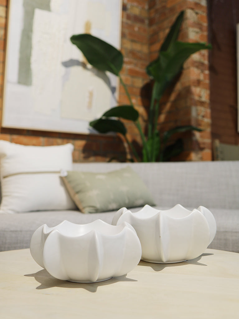 Cove Sculptural Ceramic Decor Bowl Off White 30X14CM
