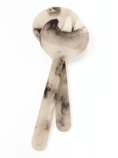 S/2 Rylee Resin Salad Servers Black & White