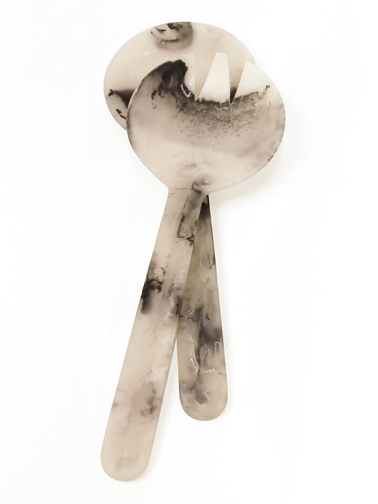 S/2 Rylee Resin Salad Servers Black & White
