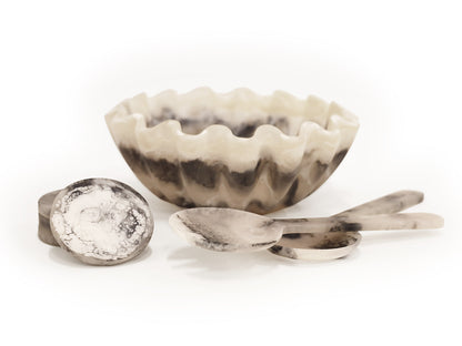 S/2 Rylee Resin Salad Servers Black & White