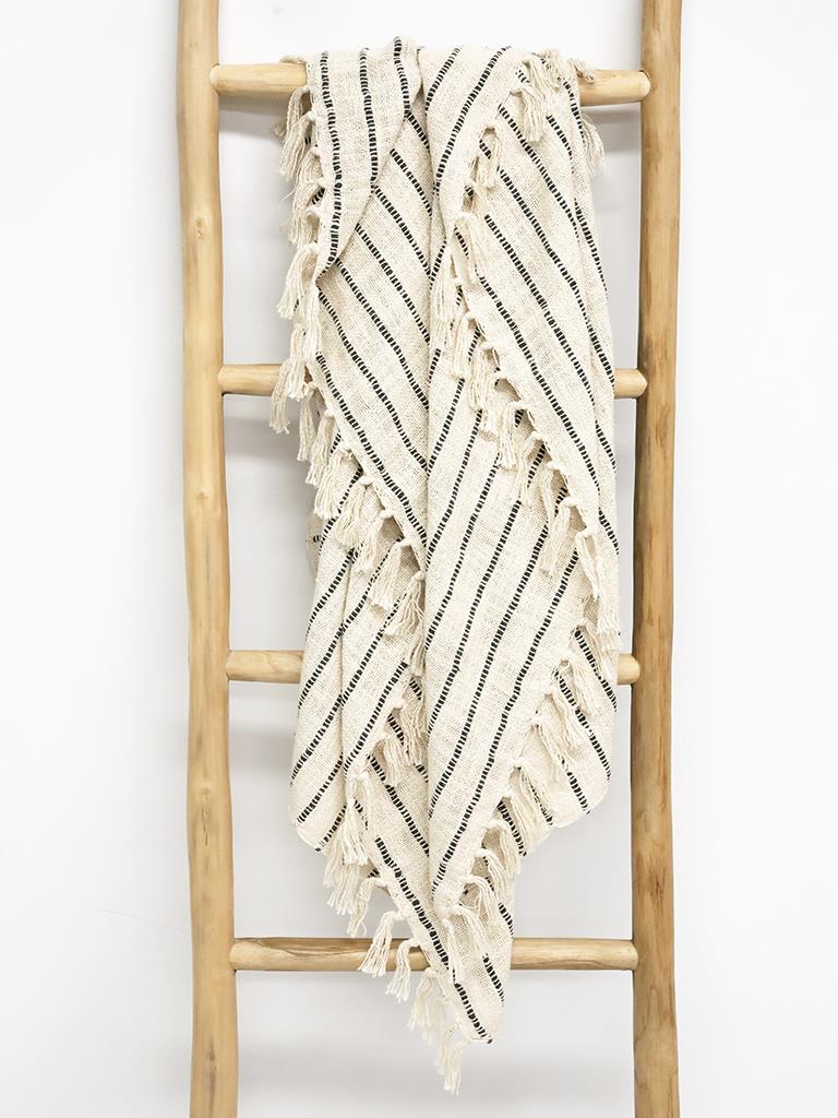 Zuri Cotton Slub Throw Natural/Black 150x125CM