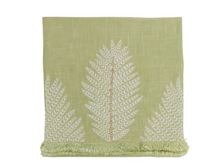 Laguna Embroidered Linen Table Runner Sage & Natural 180X35CM