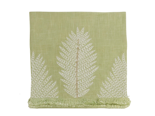 Laguna Embroidered Linen Table Runner Sage & Natural 180X35CM