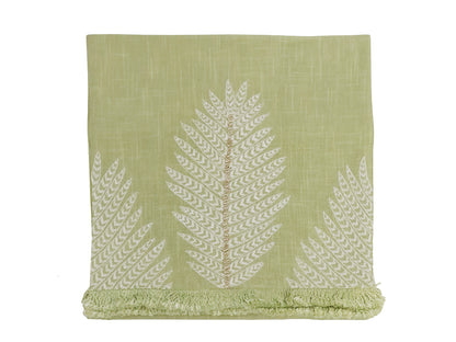 Laguna Embroidered Linen Table Runner Sage & Natural 220X35CM