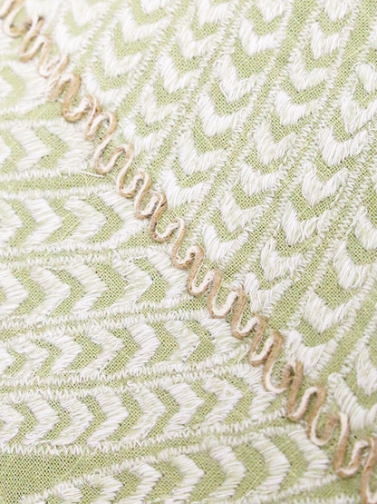 Laguna Embroidered Linen Table Runner Sage & Natural 220X35CM