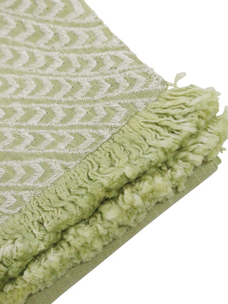 Laguna Embroidered Linen Table Runner Sage & Natural 220X35CM