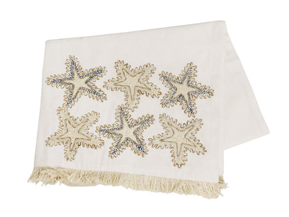 Coralie Linen Starfish Embroidered Table Runner 220X35CM